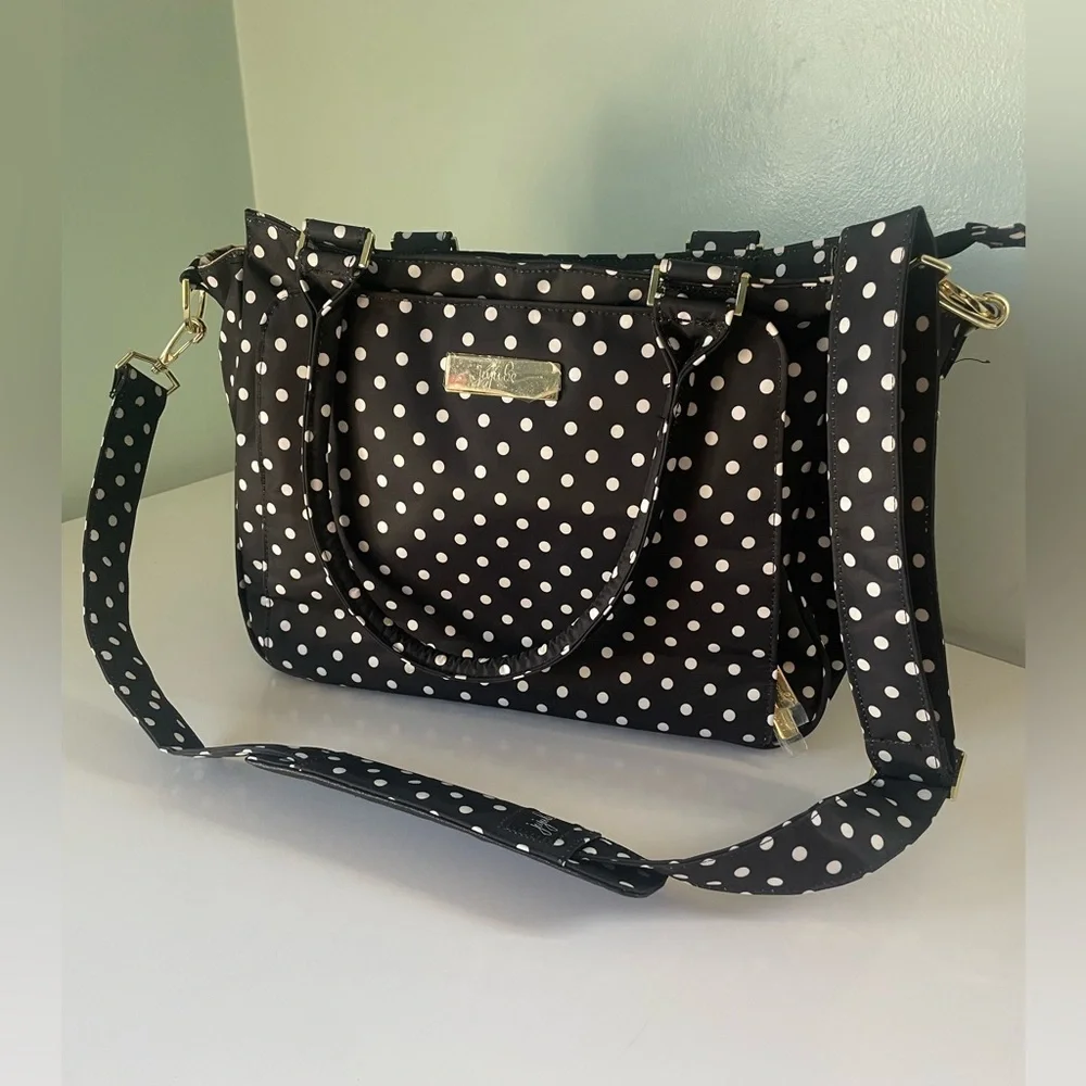 JuJuBe Baby Diaper Bag Polka Dot Tote Bag Changing Pad Pockets Storage New